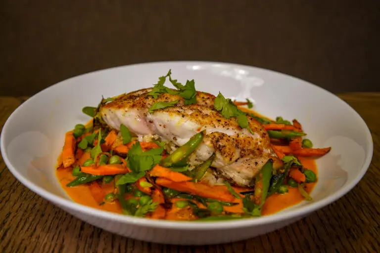 prepared grouper filet with ginger & coconut curry recipe cover photo